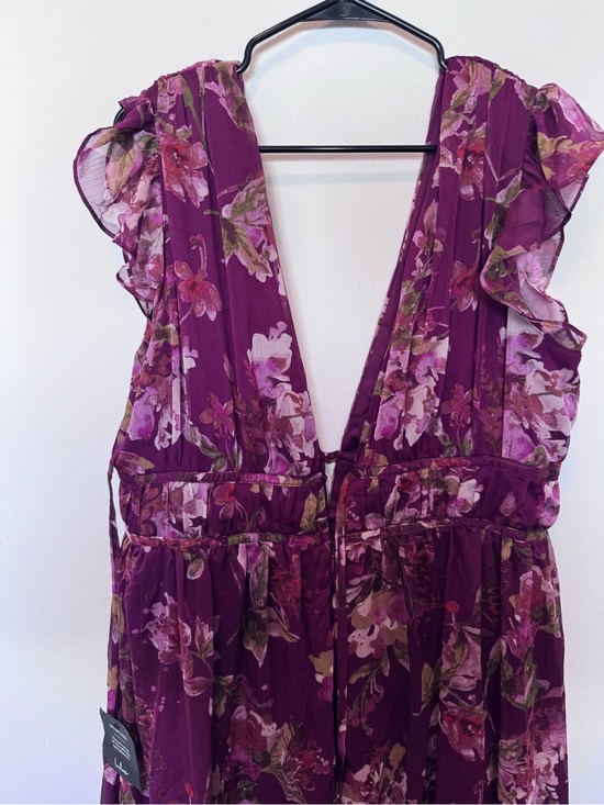 Lulus Dresses & Skirts - Lulu's Plum Floral Maxi Dress with Ruffle Sleeves